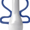 VASE POP HAUT BLANC ANSES BLEUES GRES 21.5X10X26.3CM