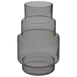 VASE VERRE GEOMETRIQUE GRIS MAY H.26.5CM