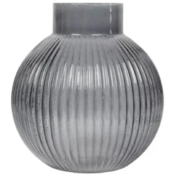 VASE VERRE RAINURE BLEU H.21CM