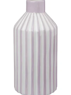 VASE VIOLET ET BLANC LIGNE RELIEF 11.5X11.5X24CM