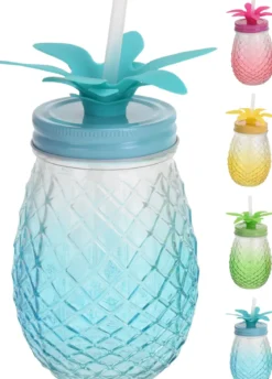 VERRE ANANAS AVEC PAILLE 400ML