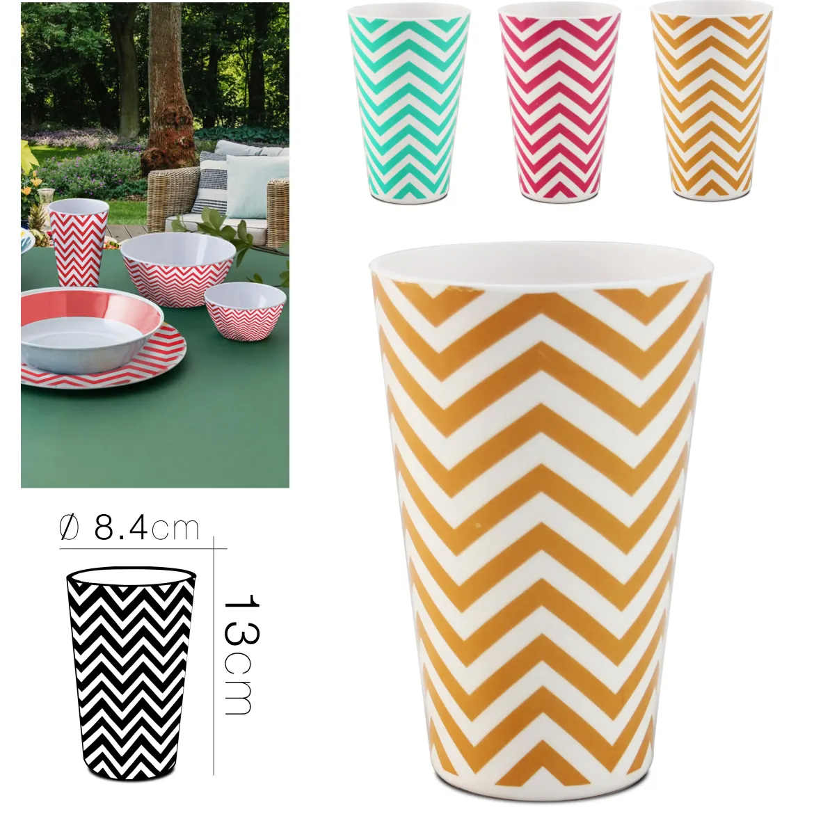 VERRE MELAMINE ZIGZAG D.8.4X13CM