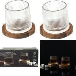 VERRE WHISKY SUPPORT ACACIA X2 PIECES