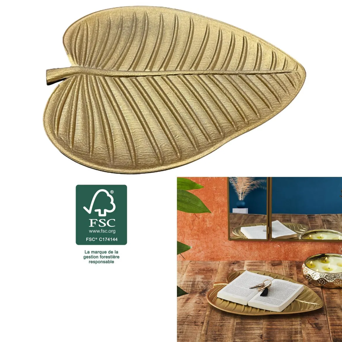 VIDE POCHE FEUILLE DORE