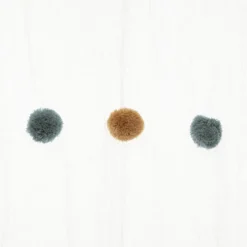 VOILAGE POMPON BLEU OCRE 140X230CM