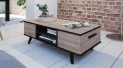 WAYNE TABLE BASSE 2TIROIRS CHENE BROSSE NOIR